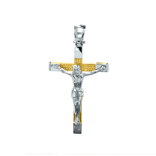 Medium Bicolor Crucifix in 18k Gold