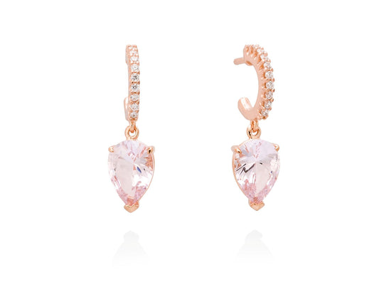 Pendientes de plata de primera ley (925) chapada en oro rosa de 18kt con circonita blanca y piedra s