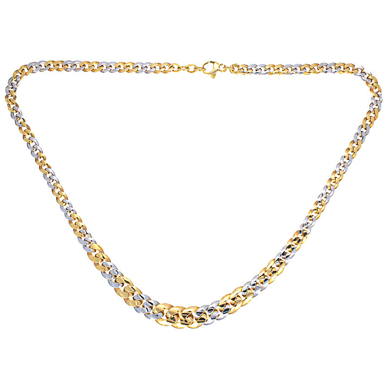 Collar Bicolor Eslabones Hueco Oro 18K