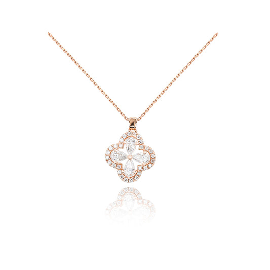 4 Leaf Clover Pendant 18k Rose Gold and Diamonds