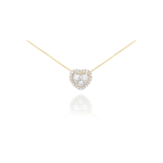 Bicolor Heart Pendant 18k Yellow and White Gold