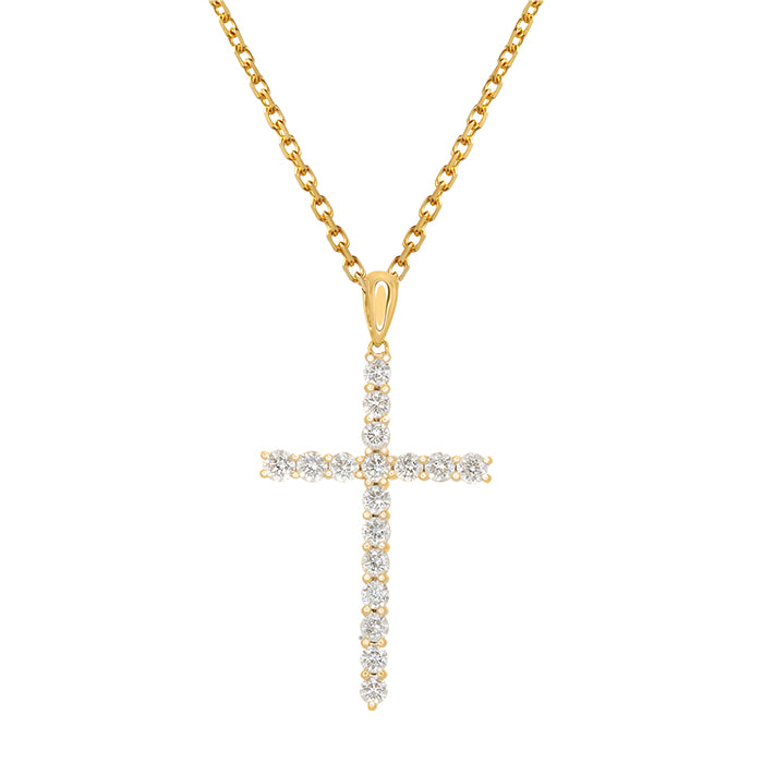 Classic Diamond Cross in 18k Yellow Gold