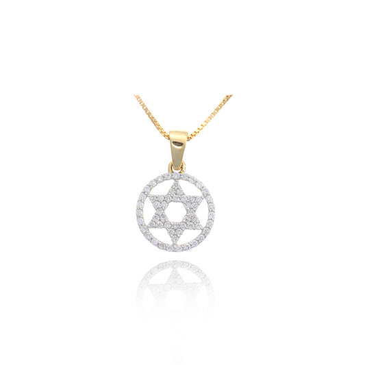 Star of David pendant in 14k gold and diamonds