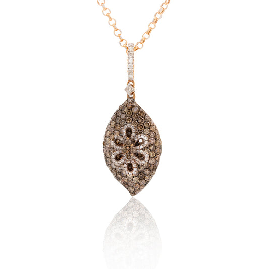 Alan Dean 14K Rose Gold Pendant with Brown Diamonds