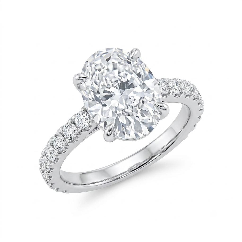 Sortija oro blanco 18kt con diamantes laboratorio