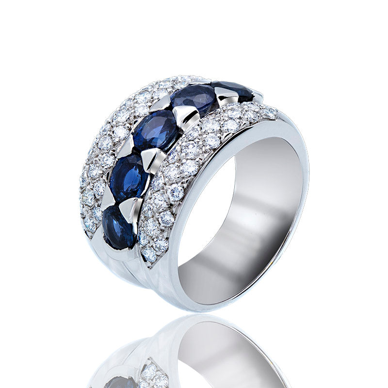 Cleopatra Ring: Sapphires and Diamonds in 18k Gold
