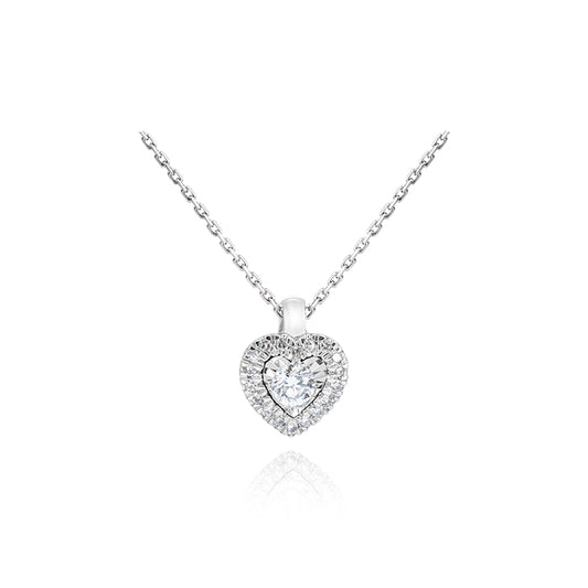 Colgante Mini Corazón en Oro Blanco con Diamantes