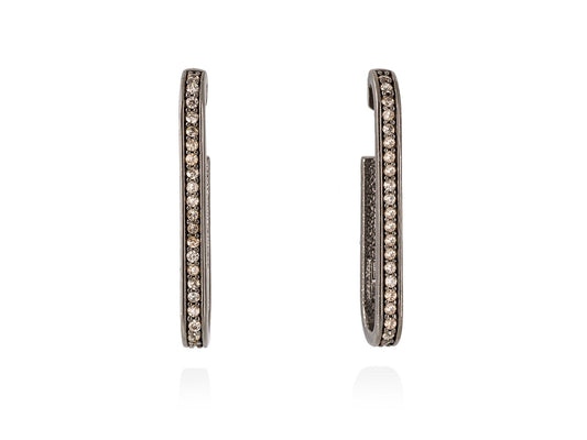 Pendientes de plata de primera ley (925) con baño de rutenio y circonita coñac. (tamaño: 3,2 cm.)