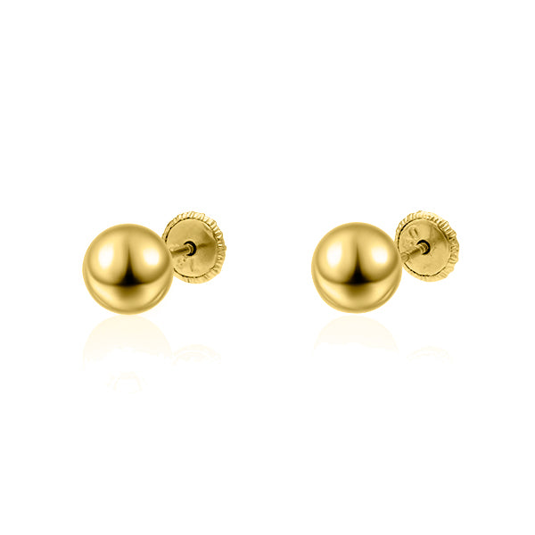 6mm 18k Yellow Gold Smooth Ball Earrings