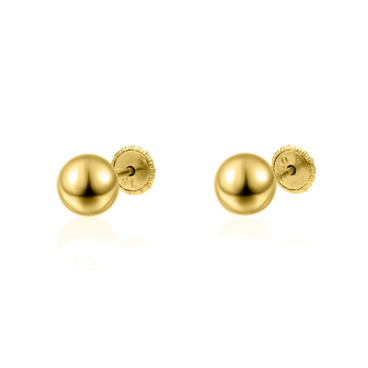 6mm 18k Yellow Gold Smooth Ball Earrings