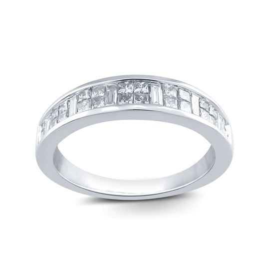 Alianza Diamantes Baguettes y Princess Oro Blanco