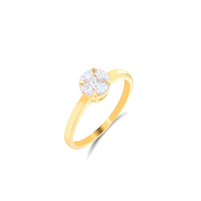 Large Illusion Solitaire in 18K Yellow Gold