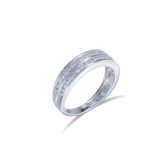 Alianza Doble Channel Set con Diamantes en Oro