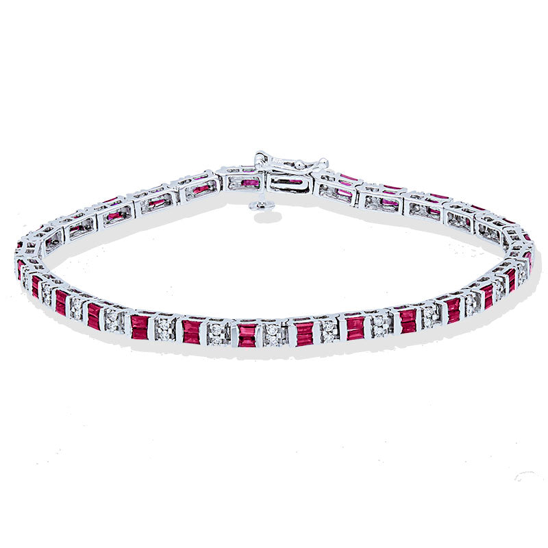 Pulsera FURY Rubíes y Brillantes en Oro Blanco