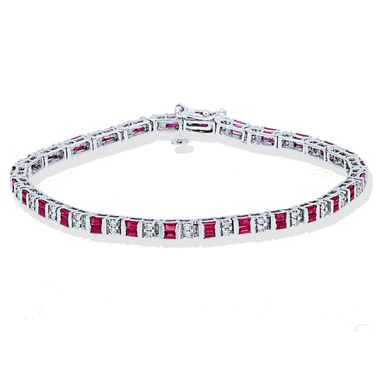 Pulsera FURY Rubíes y Brillantes en Oro Blanco