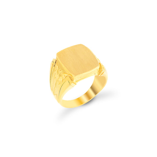 Rectangular Men's Stamp 18k Yellow Gold