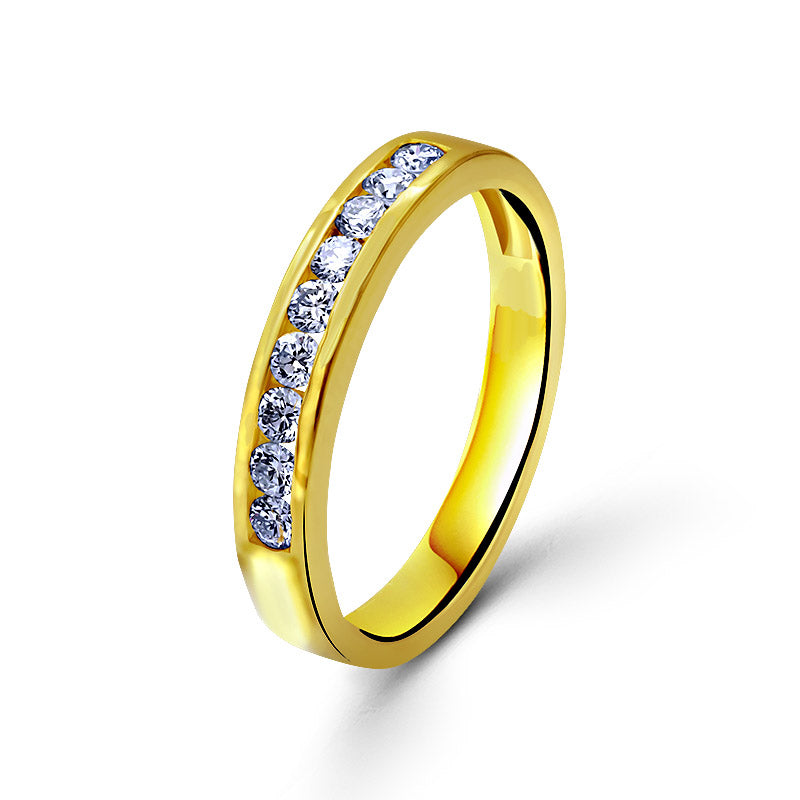3.4mm 18K Yellow Gold Ring with Diamonds
