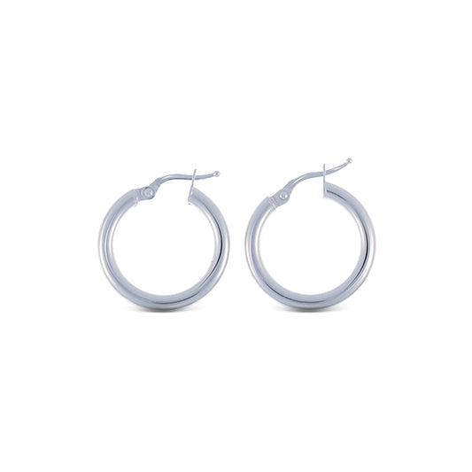 15mm White Gold Hoop Earrings
