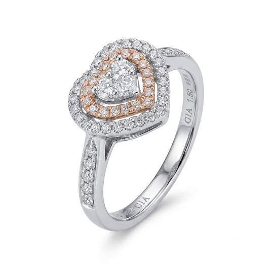 18K WHITE GOLD HEART RING