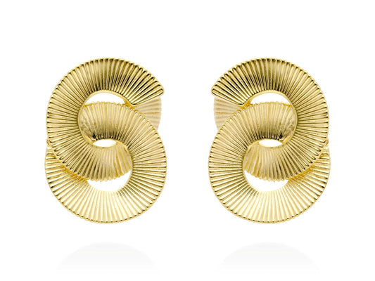 Pendientes de plata de primera ley (925) chapada en oro amarillo de 18kt. (tamaño: 3 x 2 cm.)