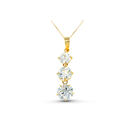 3 Zirconia Pendant in 18K Yellow Gold