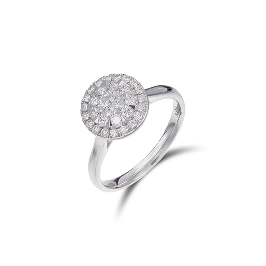 Anillo Aurora Brillante en Oro Blanco y Diamantes