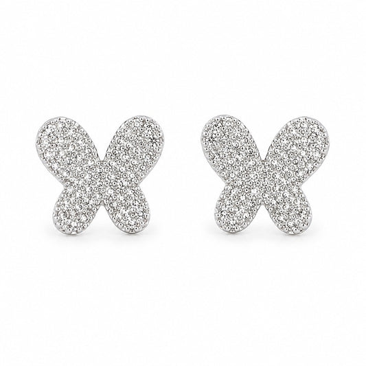 PENDIENTES DE ORO BLANCO MARIPOSA CON DIAMANTES
