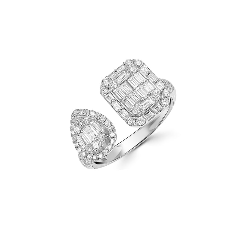 LUXOR Ring with Baguettes Diamonds White Gold