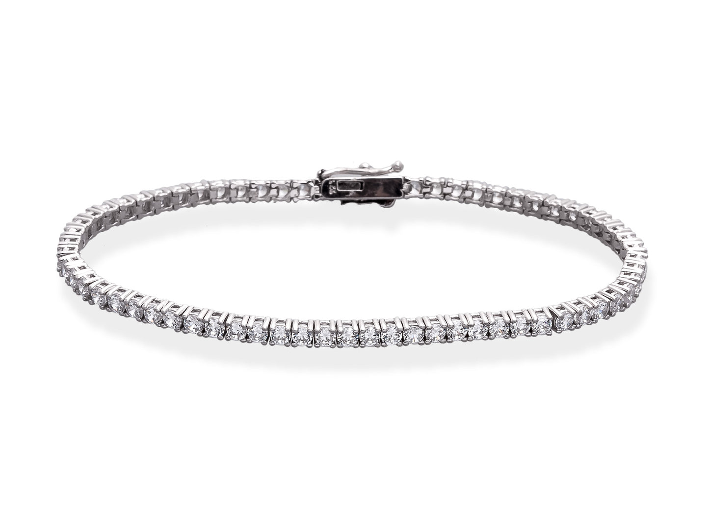 Pulsera GENEVE  en plata con Circonitas 17cms