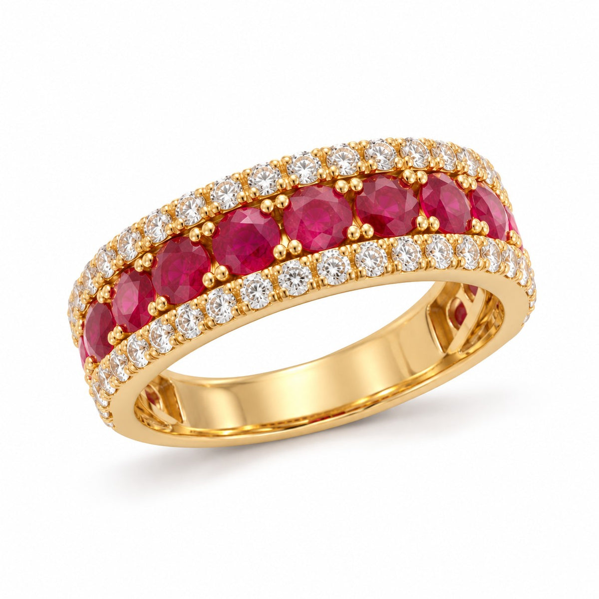SORTIJA ORO ROSA 18KT CON RUBY Y DIAMANTES