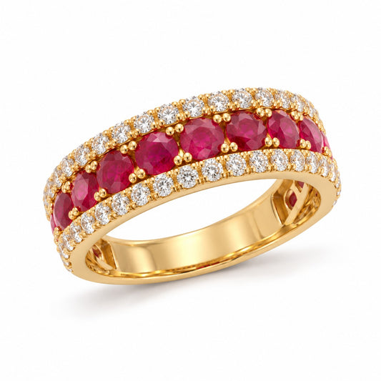 SORTIJA ORO ROSA 18KT CON RUBY Y DIAMANTES