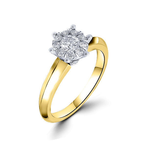 18K Yellow Gold Ring with Natural Diamonds