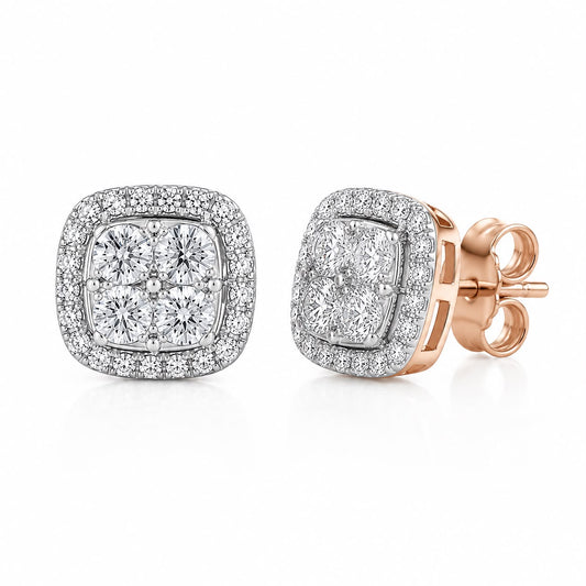 PENDIENTES ORO ROSA 18KT CON DIAMANTES