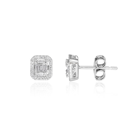 Mini Baguette Earrings - 18k White Gold Diamonds