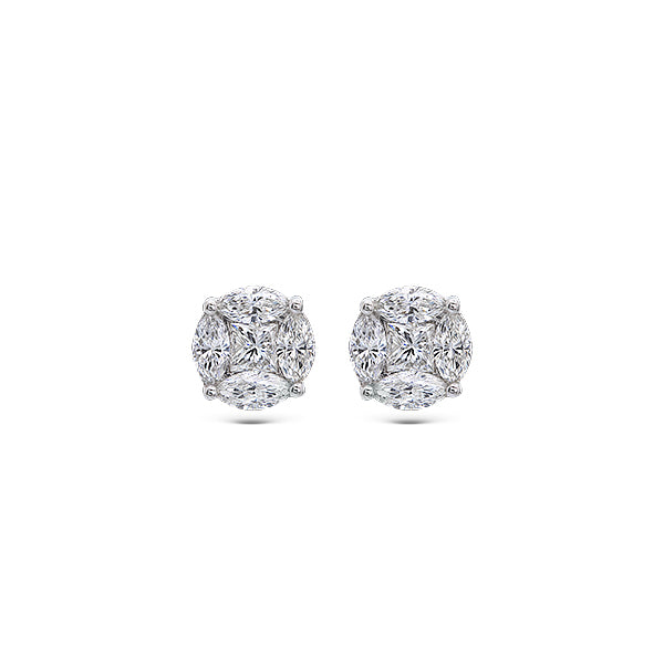 Pendientes Anora Pequeño Diamantes Oro Blanco 18K