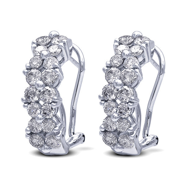 Pendientes Medio Aro con Diamantes Oro Blanco 14k