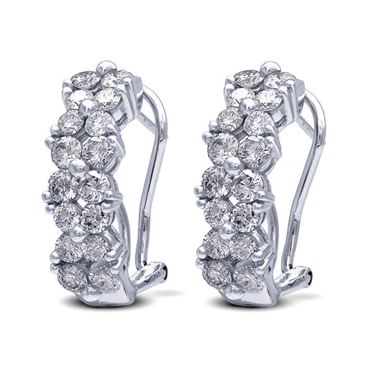 Pendientes Medio Aro con Diamantes Oro Blanco 14k