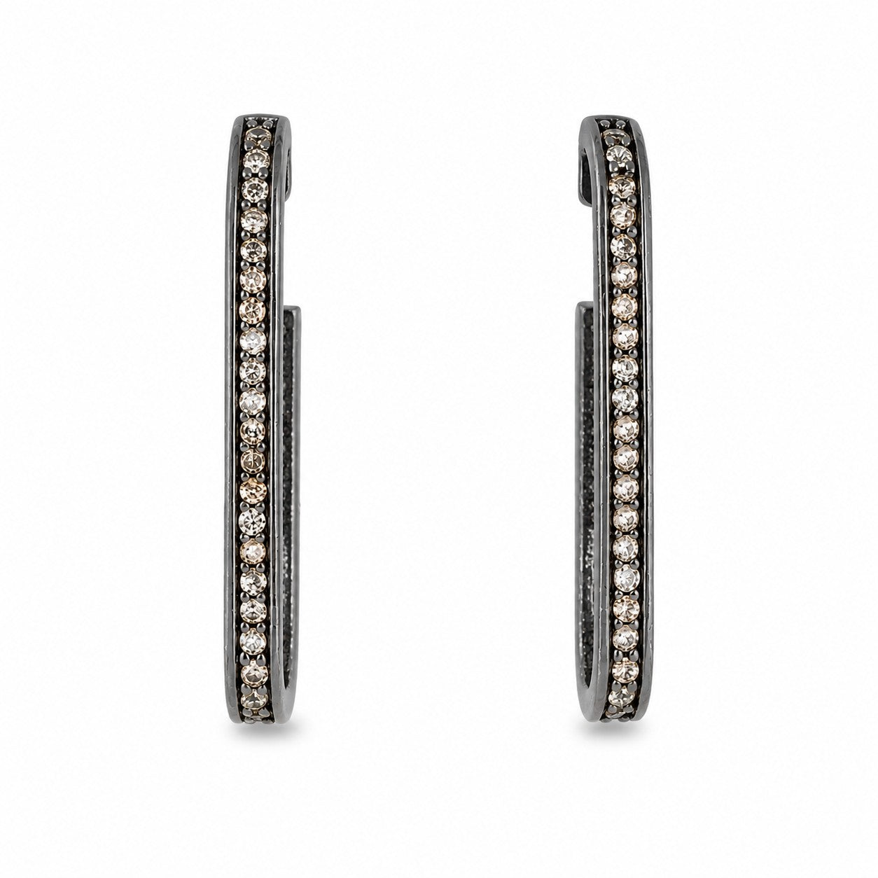 Pendientes de plata de primera ley (925) con baño de rutenio y circonita coñac. (tamaño: 3,2 cm.)