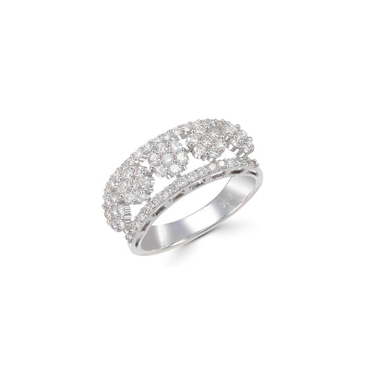 Anillo TIARA de Diamantes en Oro Blanco 18K