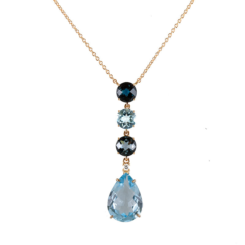 Topaz and Diamonds Pendant in 18K Rose Gold