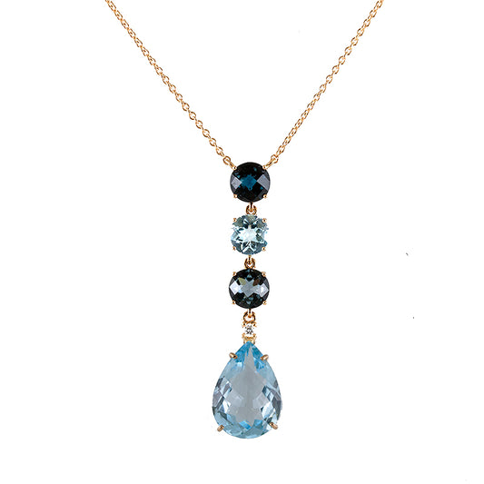 Topaz and Diamonds Pendant in 18K Rose Gold