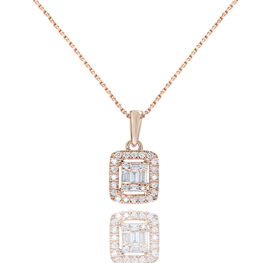 Colgante Pequeño  Diamante Baguette Oro Rosa 18k