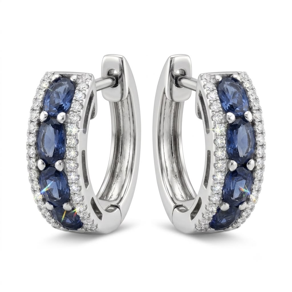 SORTIJA ORO BLANCO 18KT  CON SAFIRO AZUL /BRILLANTES