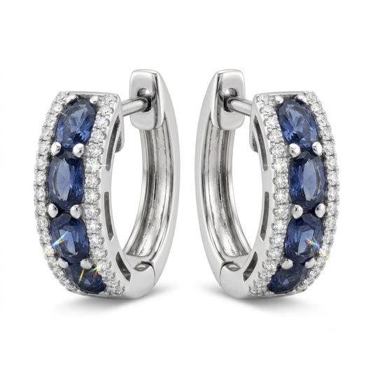 SORTIJA ORO BLANCO 18KT  CON SAFIRO AZUL /BRILLANTES