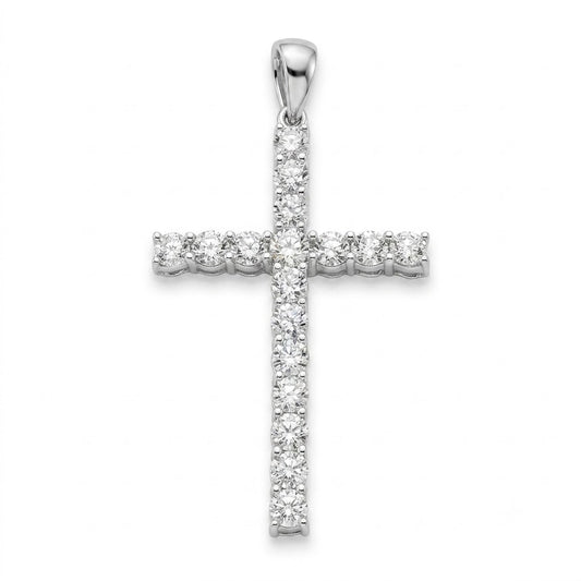 CRUZ ORO BLANCO 18KT  CON DIAMANTES