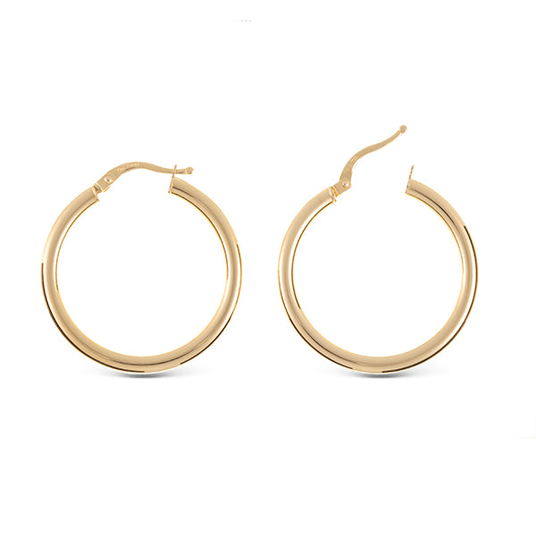 18k Yellow Gold Hollow Tube Creoles