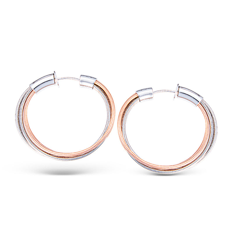 DNA Braided Hoop Earrings Rhodium Pink WDNAO221