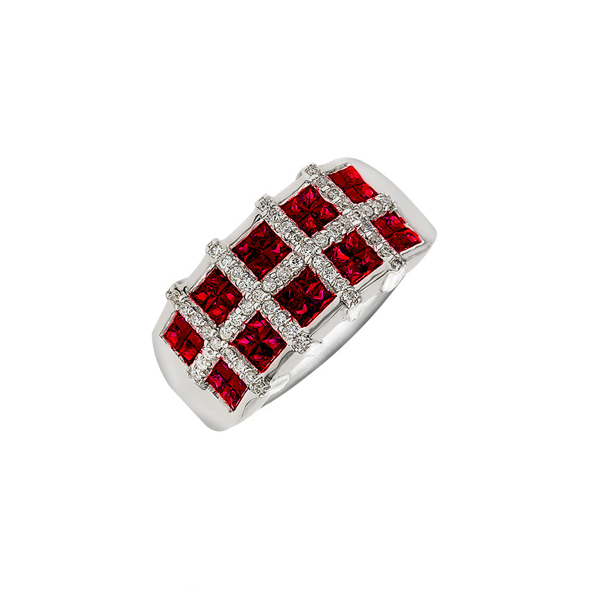 Sortija Rubíes y Diamantes Oro 18K-Modelo Claudia