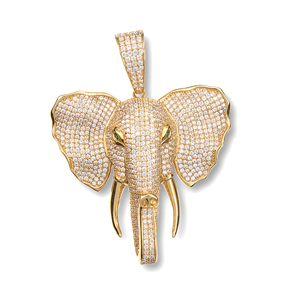Elephant Head Pendant in 18k Gold
