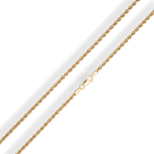 18k Yellow Gold Hollow Cord - 2mm - 60cm